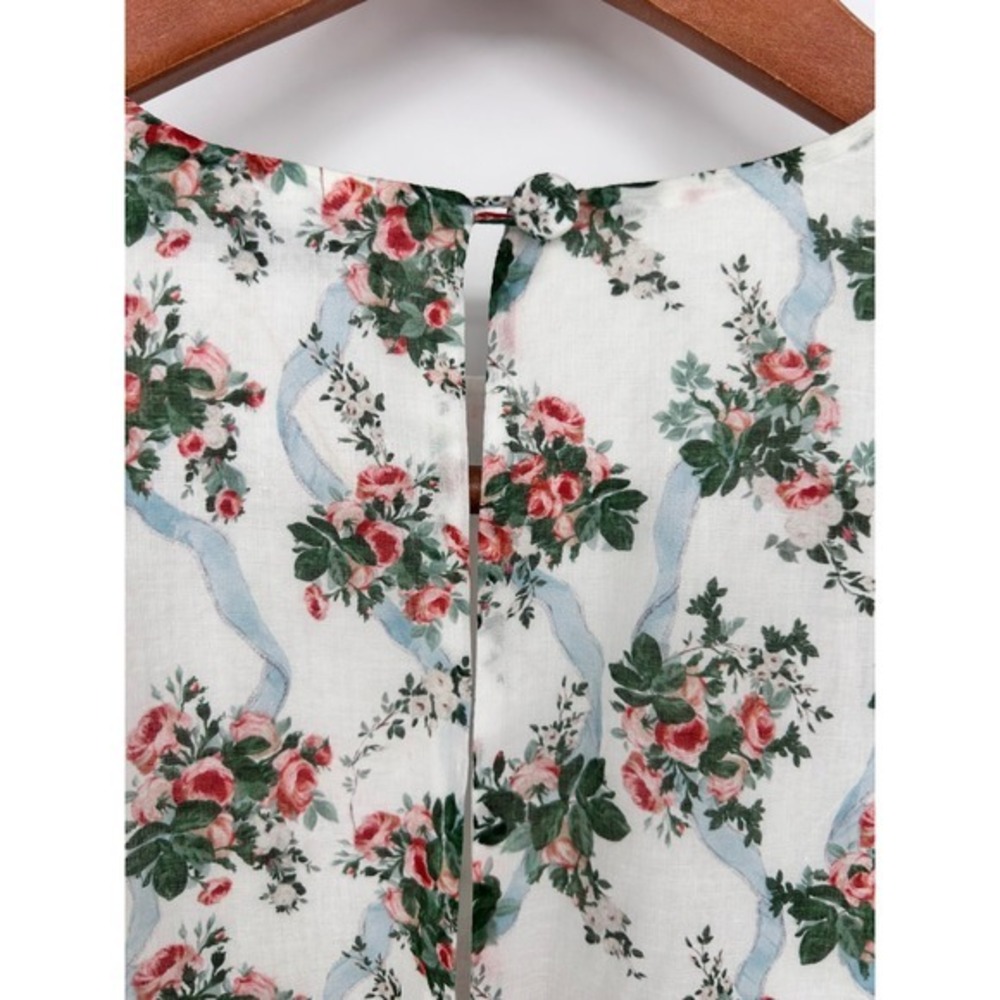 Emilia Wickstead Molly Dress Mini Floral Roses Ribbon Cotton Pink Blue 6 - Picture 8 of 14